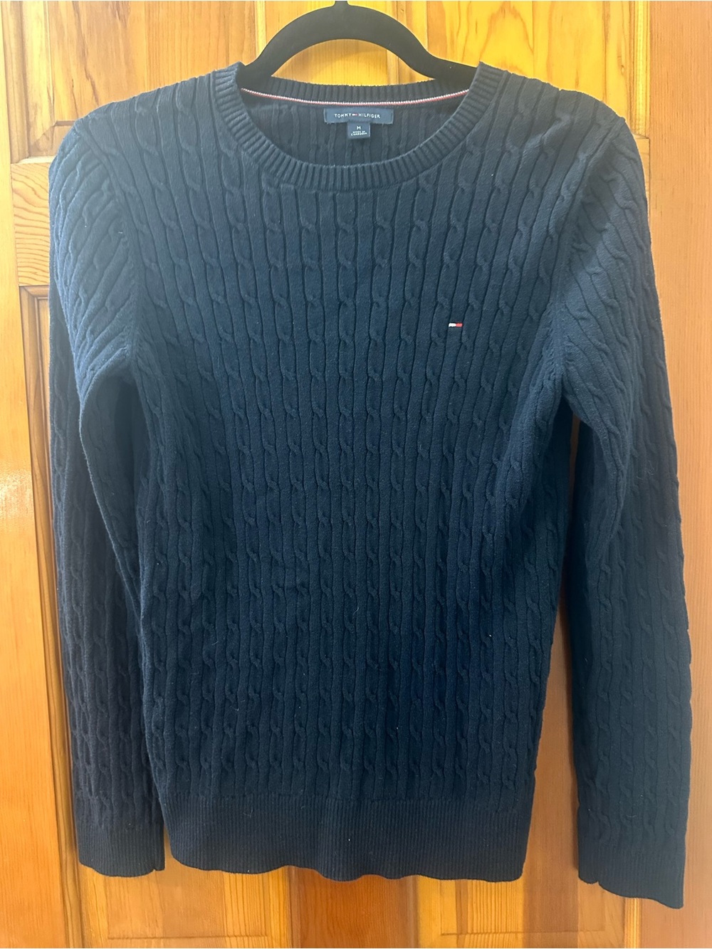 Tommy Hilfiger women’s Navy Cable-Knit Crewneck Sweater